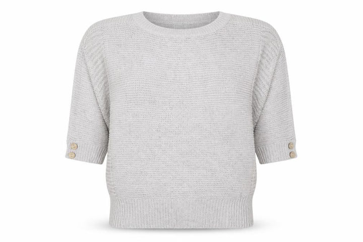 Wallis Women Grey Petite L Batwing Boat Neck Button Cuff Knit Jumper