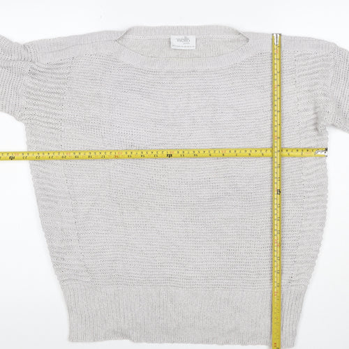 Wallis Women Grey Petite L Batwing Boat Neck Button Cuff Knit Jumper
