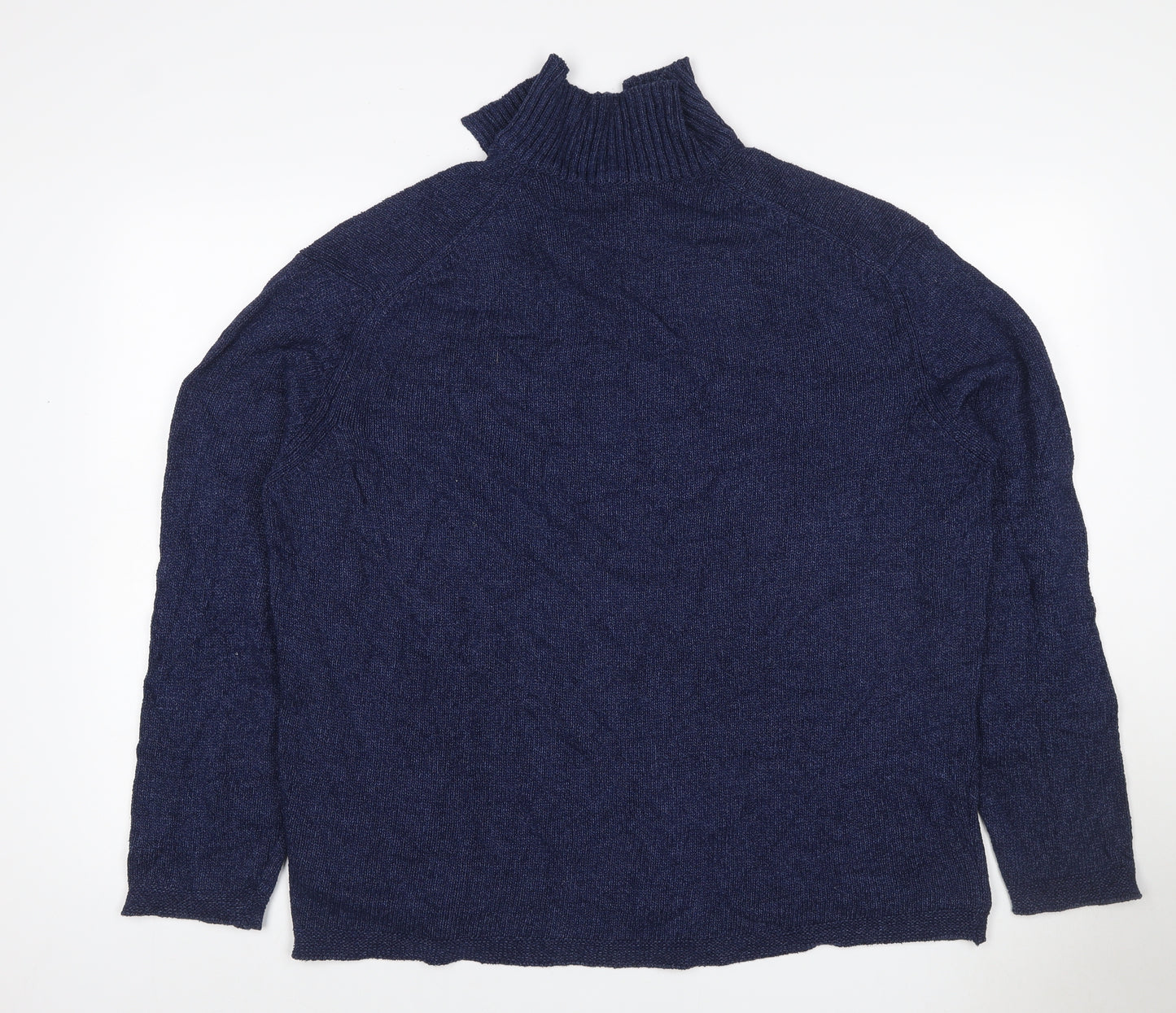 Jaeger Women Blue XL Cable-Knit Cowl Neck Silk Cotton Jumper