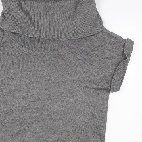 H&M Women Grey M Sleeveless Roll Neck Knit Pullover Jumper