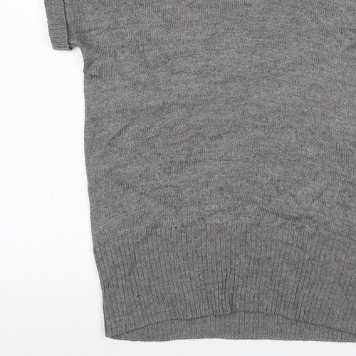H&M Women Grey M Sleeveless Roll Neck Knit Pullover Jumper