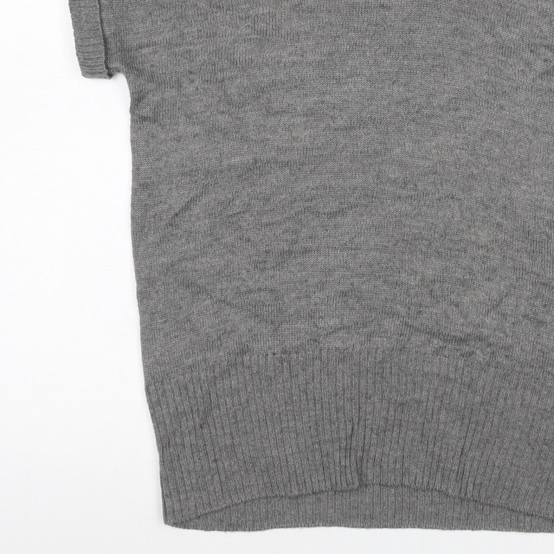 H&M Women Grey M Sleeveless Roll Neck Knit Pullover Jumper