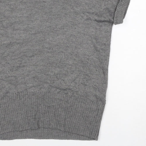 H&M Women Grey M Sleeveless Roll Neck Knit Pullover Jumper