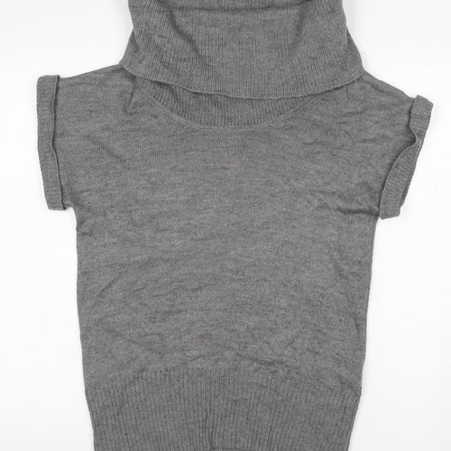 H&M Women Grey M Sleeveless Roll Neck Knit Pullover Jumper