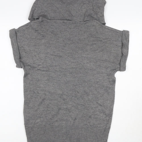 H&M Women Grey M Sleeveless Roll Neck Knit Pullover Jumper