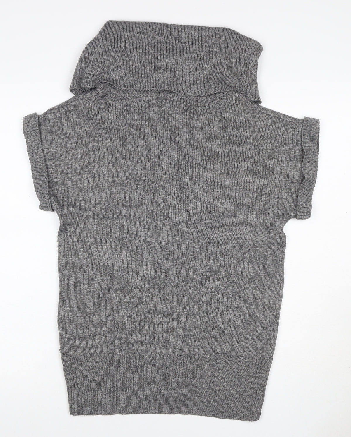 H&M Women Grey M Sleeveless Roll Neck Knit Pullover Jumper