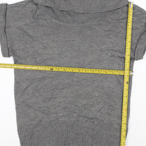 H&M Women Grey M Sleeveless Roll Neck Knit Pullover Jumper
