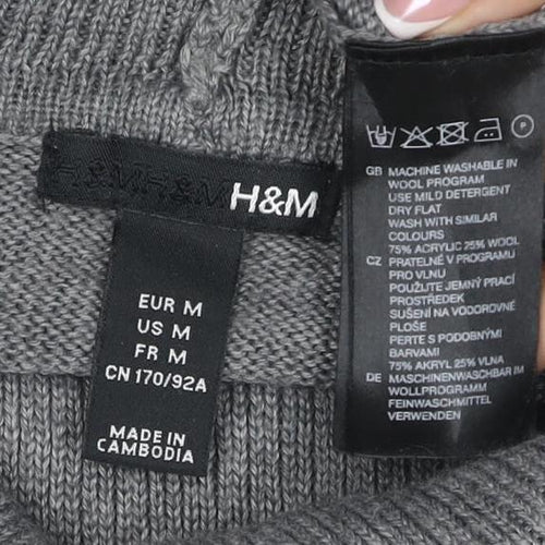 H&M Women Grey M Sleeveless Roll Neck Knit Pullover Jumper