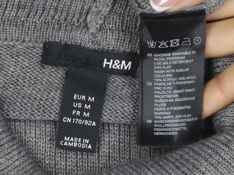 H&M Women Grey M Sleeveless Roll Neck Knit Pullover Jumper