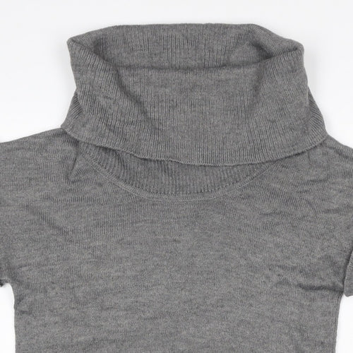 H&M Women Grey M Sleeveless Roll Neck Knit Pullover Jumper