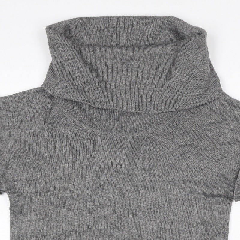 H&M Women Grey M Sleeveless Roll Neck Knit Pullover Jumper