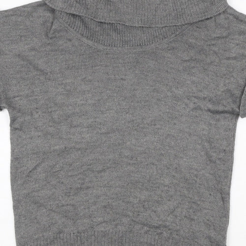 H&M Women Grey M Sleeveless Roll Neck Knit Pullover Jumper