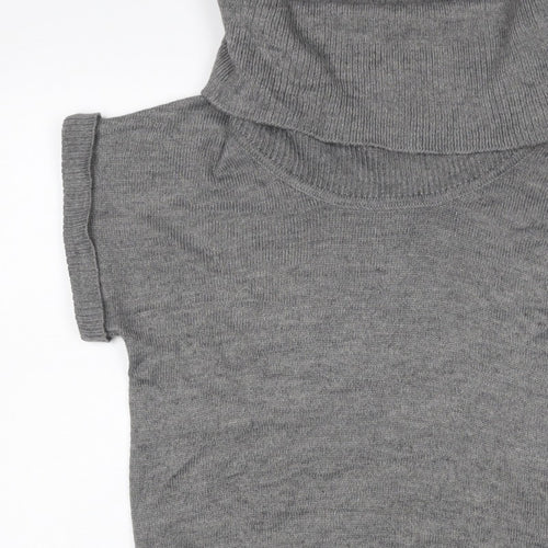 H&M Women Grey M Sleeveless Roll Neck Knit Pullover Jumper