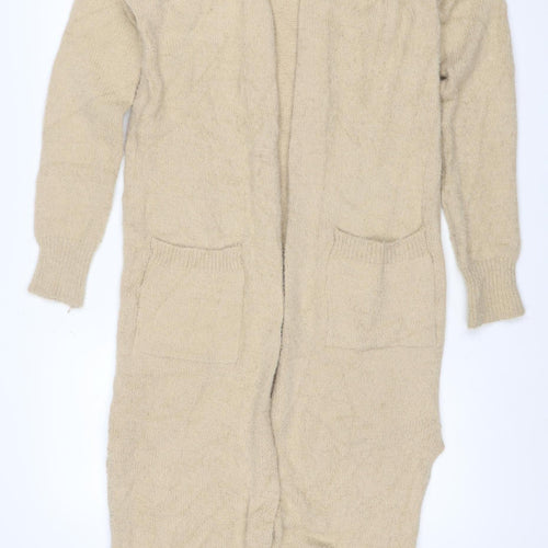 Jessica Simpson Women Beige XS V-Neck Long Sleeve Knit Jumper