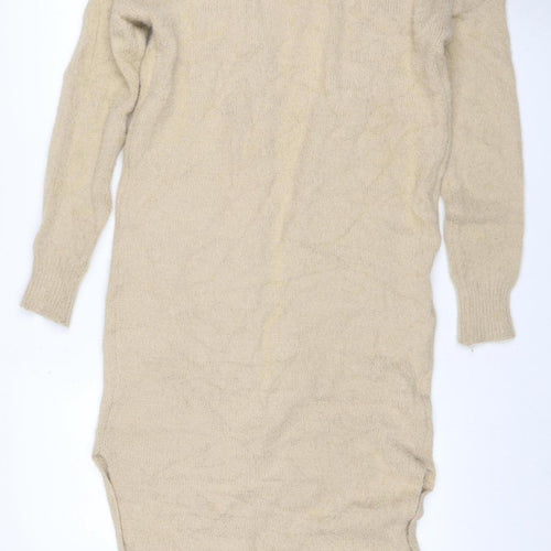 Jessica Simpson Women Beige XS V-Neck Long Sleeve Knit Jumper