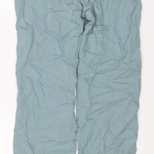My Tribe Women's Blue UK 8 Linen Cargo Trousers Drawstring Pockets