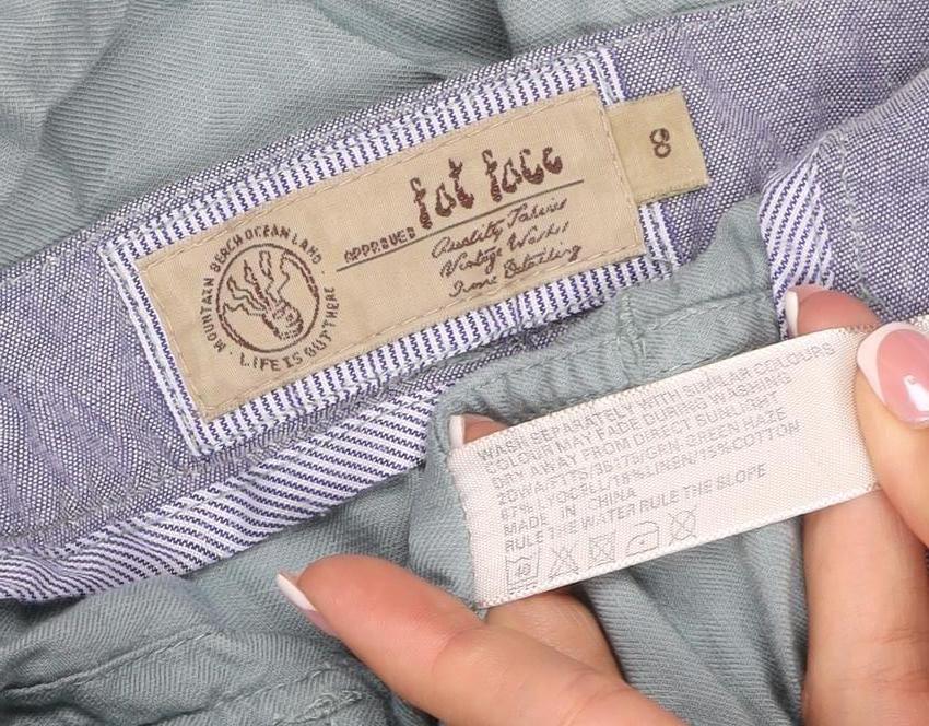 My Tribe Women's Blue UK 8 Linen Cargo Trousers Drawstring Pockets