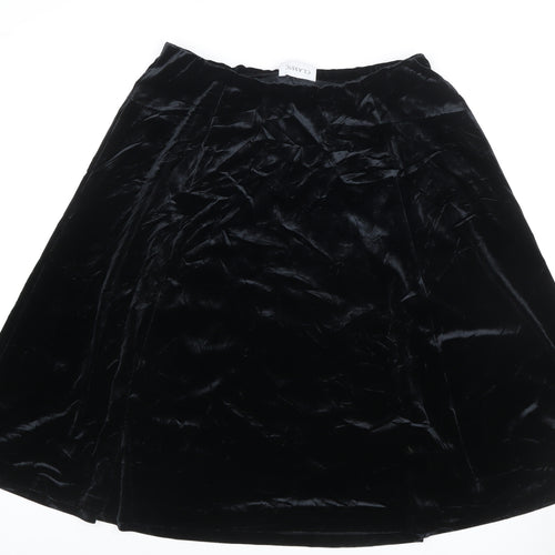 Classic Women Black UK 16 Velvet A-Line Knee Length Skirt