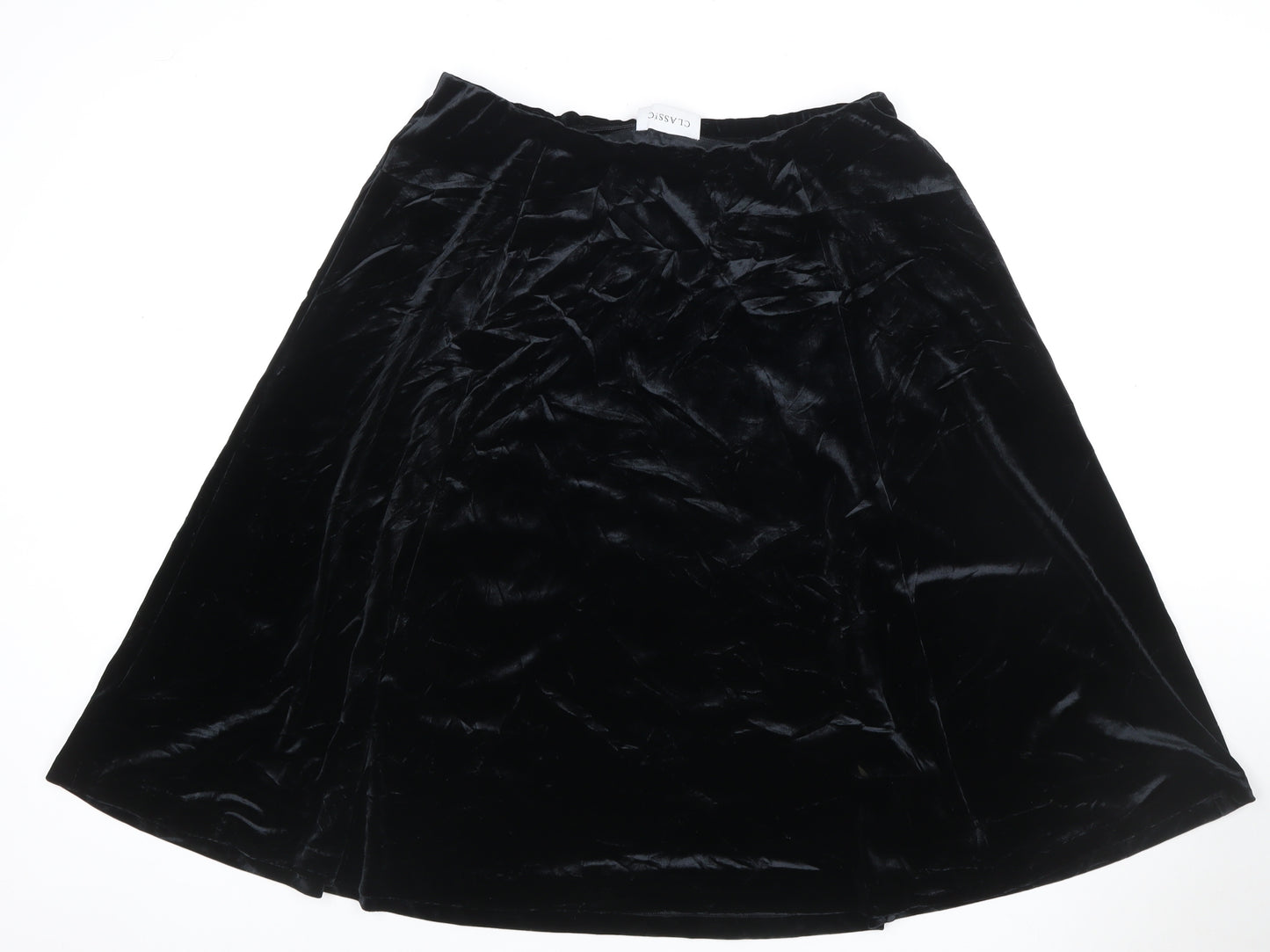 Classic Women Black UK 16 Velvet A-Line Knee Length Skirt
