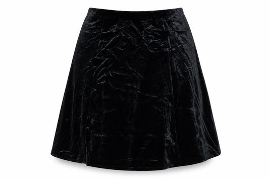 Classic Women Black UK 16 Velvet A-Line Knee Length Skirt