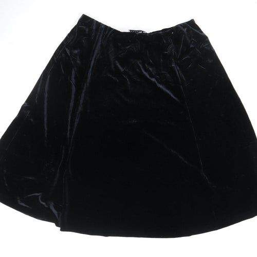 Classic Women Black UK 16 Velvet A-Line Knee Length Skirt