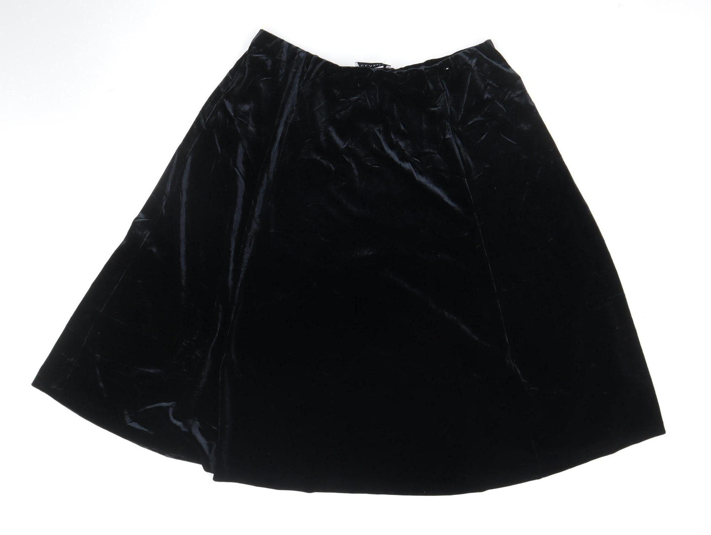 Classic Women Black UK 16 Velvet A-Line Knee Length Skirt