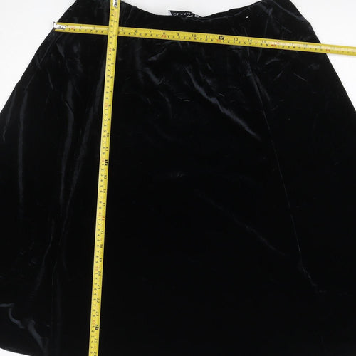 Classic Women Black UK 16 Velvet A-Line Knee Length Skirt