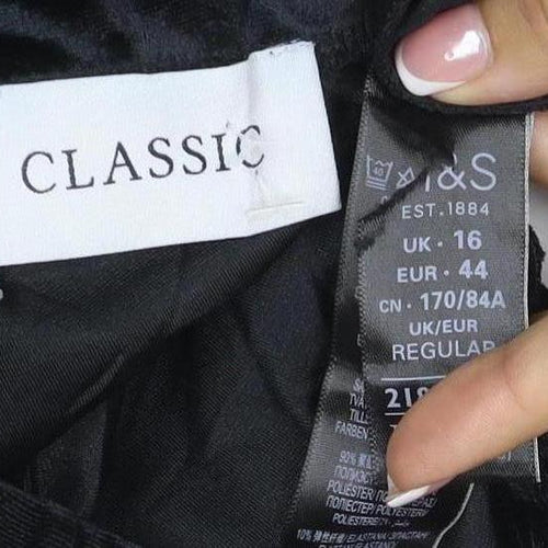 Classic Women Black UK 16 Velvet A-Line Knee Length Skirt