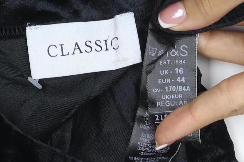 Classic Women Black UK 16 Velvet A-Line Knee Length Skirt