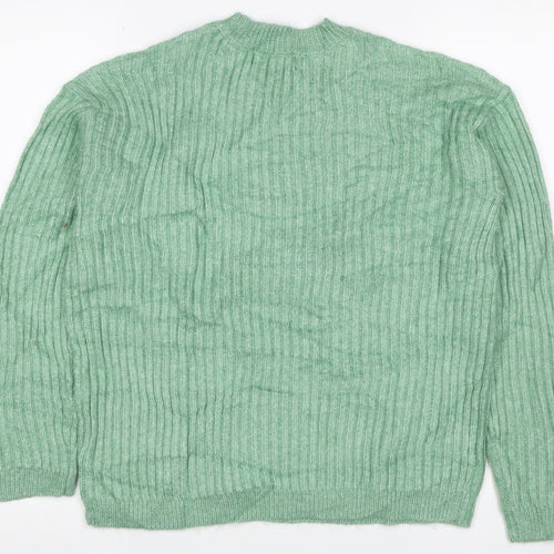 Marks & Spencer Women Green XS Rib Knit Round Neck Pullover Jumper