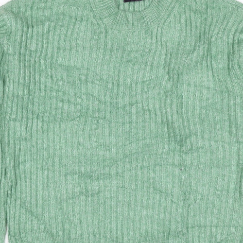 Marks & Spencer Women Green XS Rib Knit Round Neck Pullover Jumper
