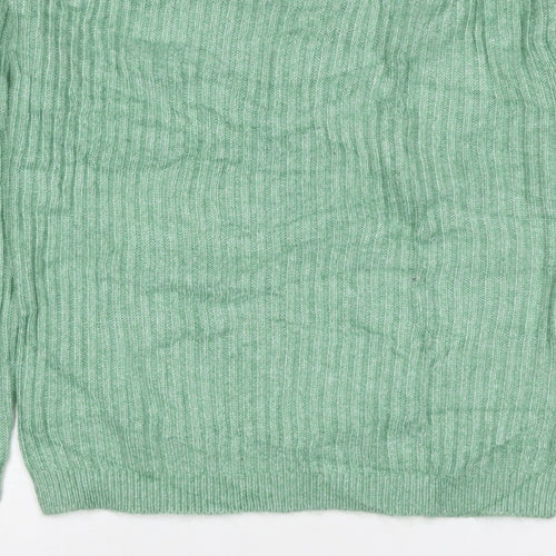 Marks & Spencer Women Green XS Rib Knit Round Neck Pullover Jumper