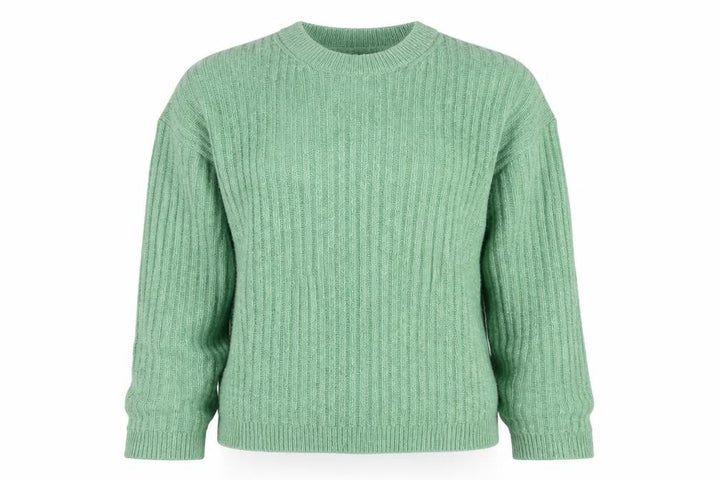 Marks & Spencer Women Green XS Rib Knit Round Neck Pullover Jumper