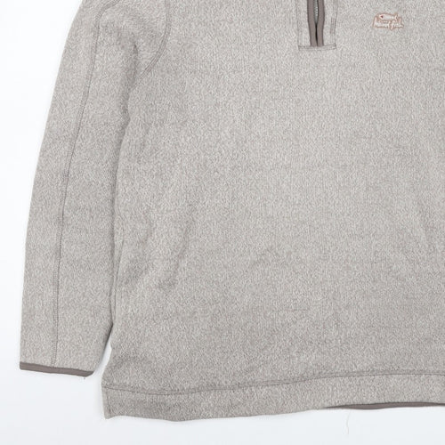 Weird Fish Men's Beige Large 1/4 Zip Fleece Sweatshirt Logo