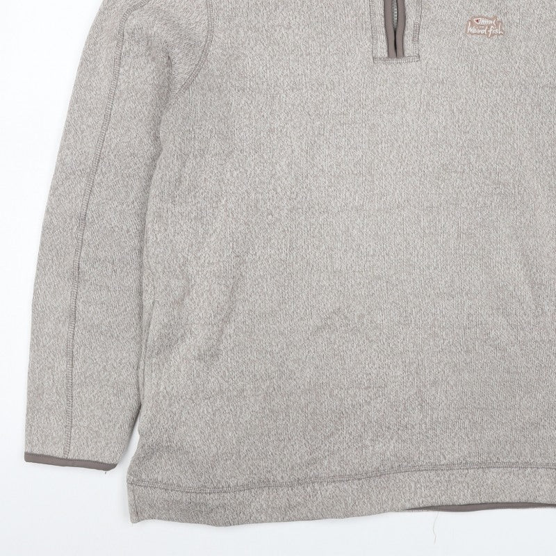 Weird Fish Men's Beige Large 1/4 Zip Fleece Sweatshirt Logo