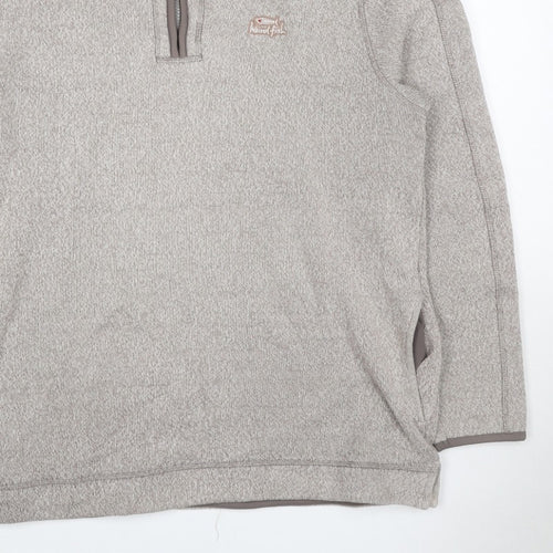 Weird Fish Men's Beige Large 1/4 Zip Fleece Sweatshirt Logo