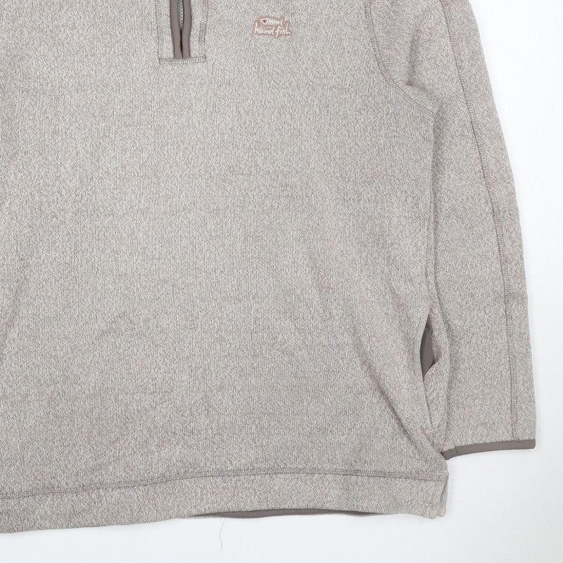 Weird Fish Men's Beige Large 1/4 Zip Fleece Sweatshirt Logo