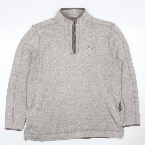 Weird Fish Men's Beige Large 1/4 Zip Fleece Sweatshirt Logo