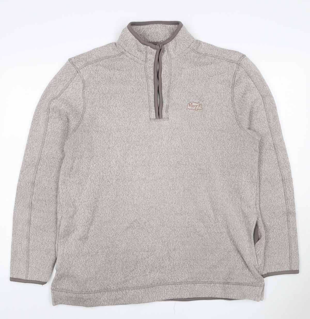 Weird Fish Men's Beige Large 1/4 Zip Fleece Sweatshirt Logo