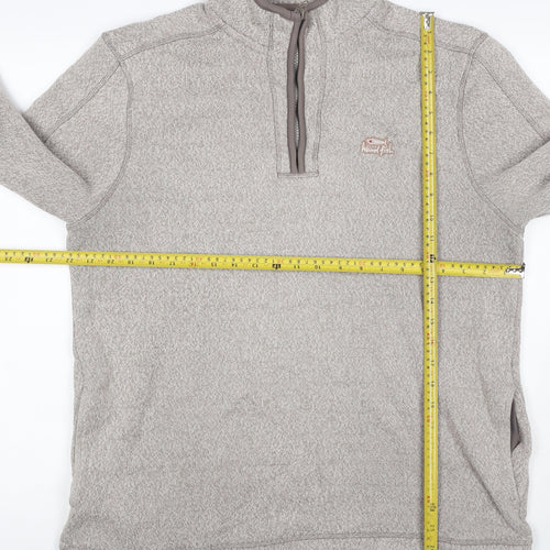 Weird Fish Men's Beige Large 1/4 Zip Fleece Sweatshirt Logo