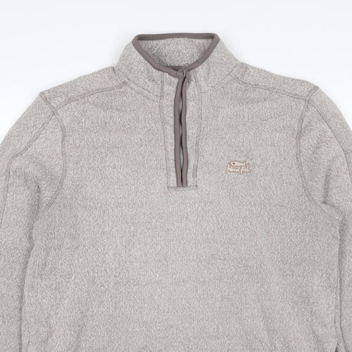 Weird Fish Men's Beige Large 1/4 Zip Fleece Sweatshirt Logo
