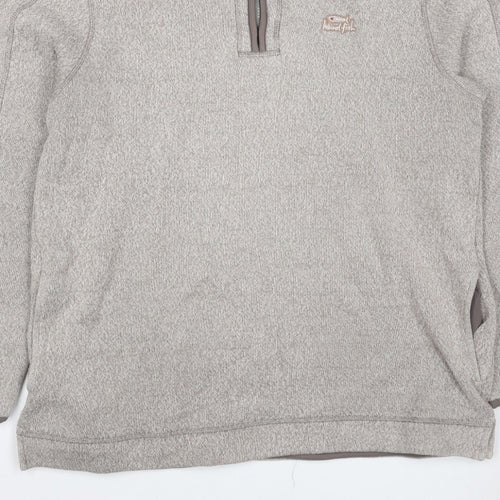 Weird Fish Men's Beige Large 1/4 Zip Fleece Sweatshirt Logo