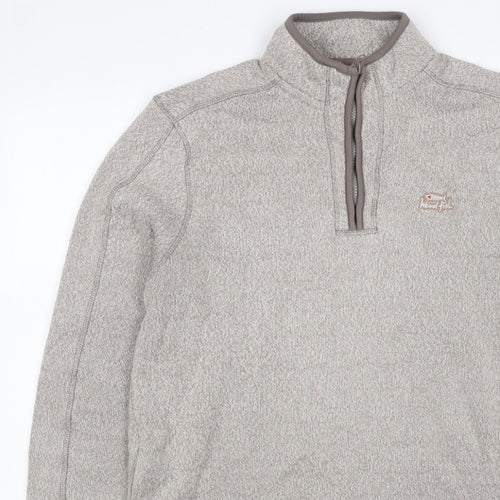 Weird Fish Men's Beige Large 1/4 Zip Fleece Sweatshirt Logo