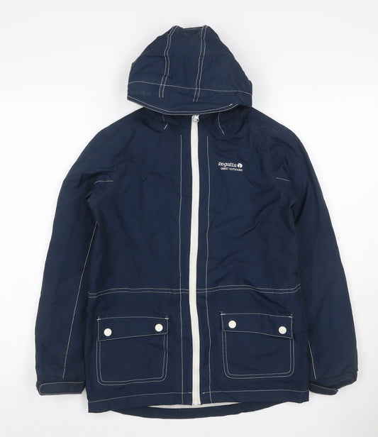 Regatta Boys Blue 11-12 Years Hooded Waterproof Rain Jacket