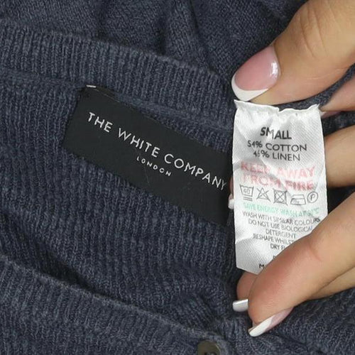 The White Company Women Grey S Cotton Linen Button Cardigan