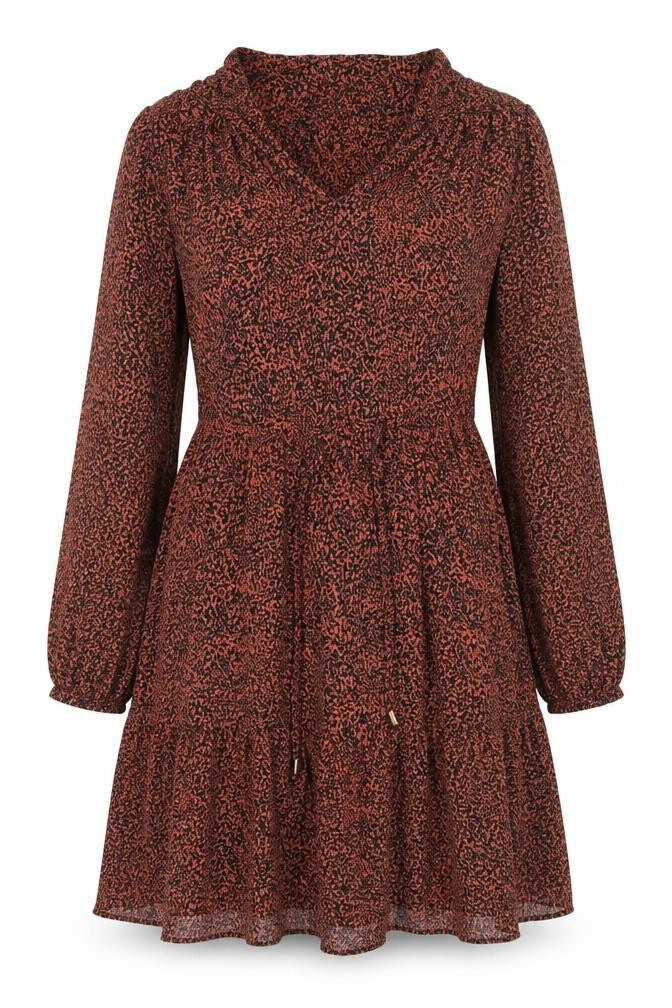 Oasis Women Orange Black UK 14 Fit & Flare Animal Print Tie Dress