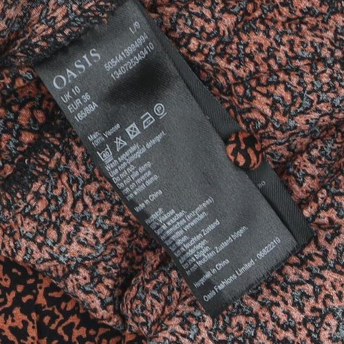 Oasis Women Orange Black UK 14 Fit & Flare Animal Print Tie Dress