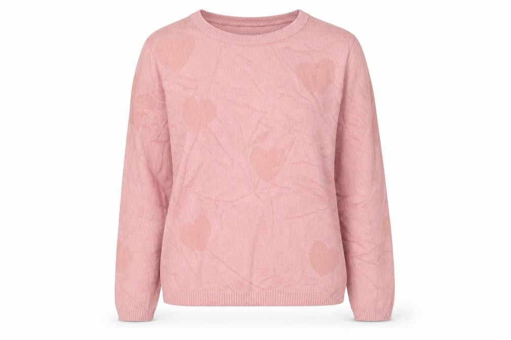 Front view of Nicole Miller Women Pink L Heart Crew Neck Knit jumper