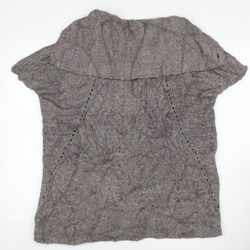 White Stuff Women Grey S Cable Knit Short Sleeve Button Cardigan