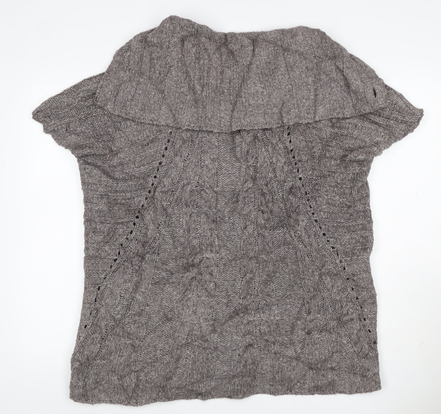 White Stuff Women Grey S Cable Knit Short Sleeve Button Cardigan